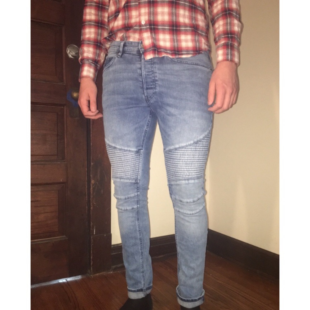 Light Wash Biker Jeans